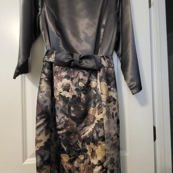 NWOT Midnight Velvet Rolled Collar Jacquard Cocktail Dress - Picture 2 of 5